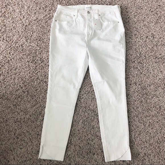 Good American Cascade Hem Skinny Jeans White Cotton Plus Size 16 NWT $139.00 - Picture 3 of 10